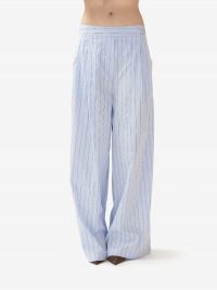 ERIKA CAVALLINI Pantalone largo cotone a righe Celeste