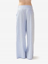 ERIKA CAVALLINI Pantalone largo cotone a righe Celeste