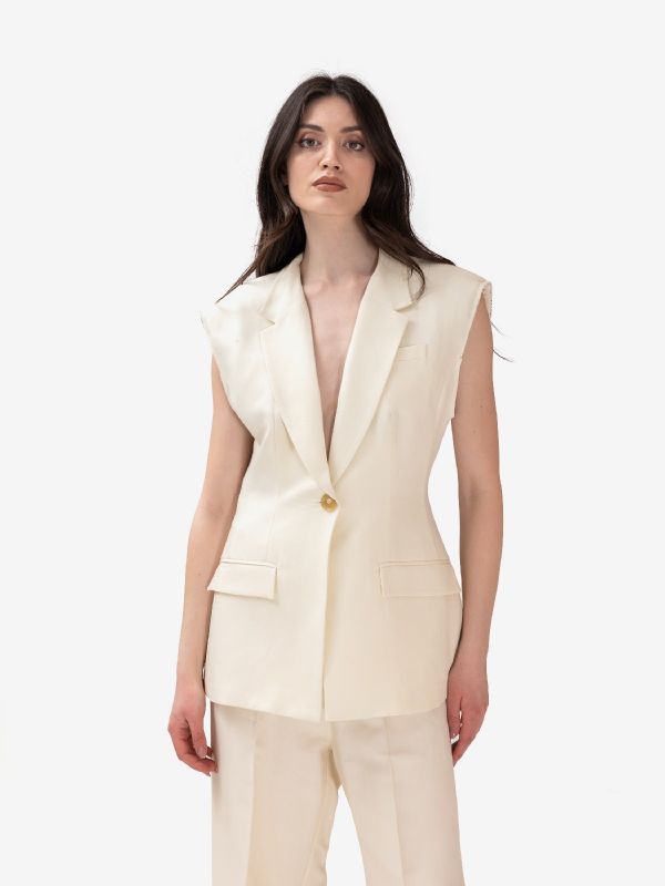 ERIKA CAVALLINI Gilet lino Panna