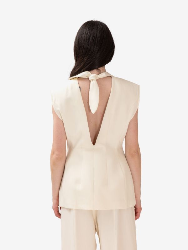 ERIKA CAVALLINI Gilet lino Panna