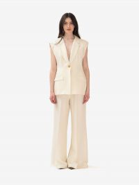 ERIKA CAVALLINI Pantalone largo spacco dietro Panna