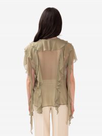 ERIKA CAVALLINI Camicia georgette rouches Verde salvia