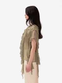 ERIKA CAVALLINI Camicia georgette rouches Verde salvia