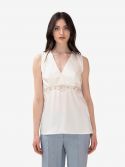 P.A.R.O.S.H. Blusa smanicata con sciarpetta Celeste