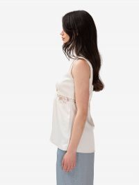 P.A.R.O.S.H. Blusa smanicata con pizzo seta Panna