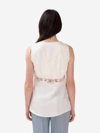 P.A.R.O.S.H. Blusa smanicata con pizzo seta Panna
