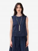 P.A.R.O.S.H. Blusa smanicata con sciarpetta Celeste