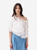 P.A.R.O.S.H. Blusa m/c seta a pois + cintura Marrone
