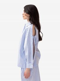 ERIKA CAVALLINI Camicia cotone a righe over Celeste