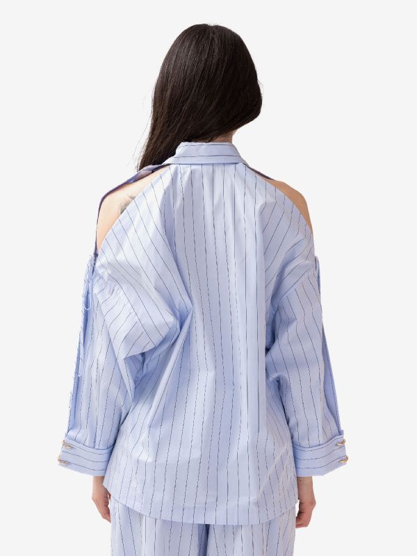 ERIKA CAVALLINI Camicia cotone a righe over Celeste
