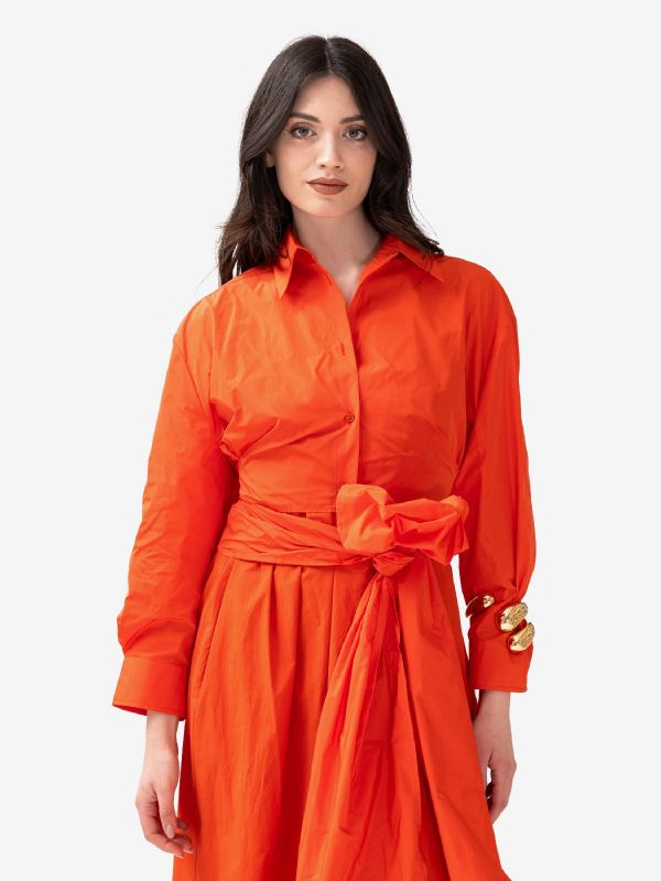 ERIKA CAVALLINI Camicia con fusciacca taffetà Arancio