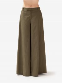 FEDERICA TOSI Pantalone palazzo cotone Verde militare