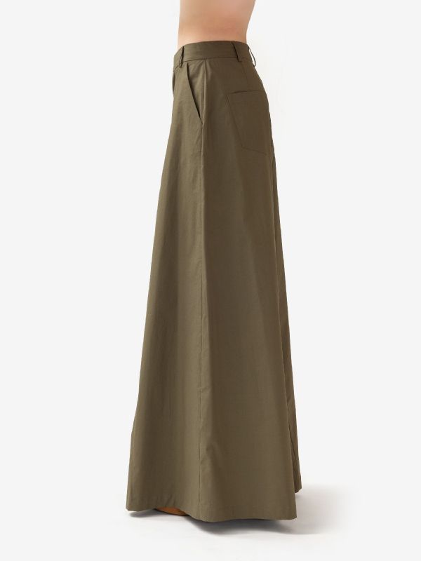 FEDERICA TOSI Pantalone palazzo cotone Verde militare