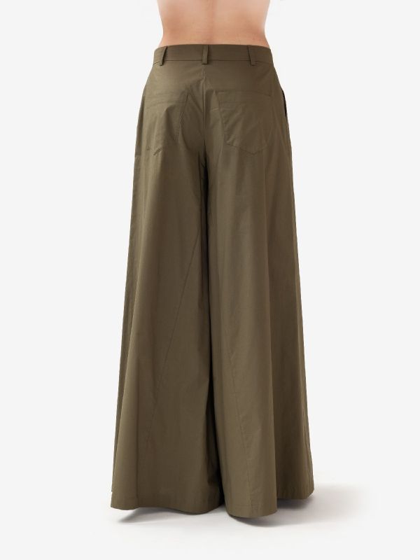 FEDERICA TOSI Pantalone palazzo cotone Verde militare