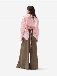 FEDERICA TOSI Pantalone palazzo cotone Verde militare