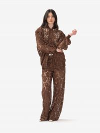 FEDERICA TOSI Pantalone palazzo pizzo Marrone