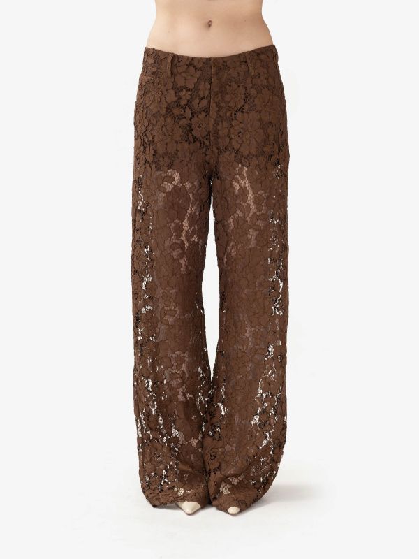 FEDERICA TOSI Pantalone palazzo pizzo Marrone
