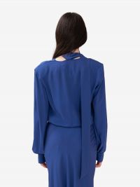 FEDERICA TOSI Camicia con sciarpetta corto seta Blu cobalto