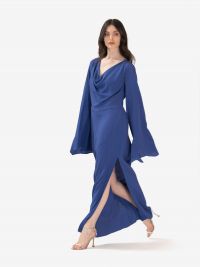 FEDERICA TOSI Abito lungo maniche lunghe seta Blu cobalto