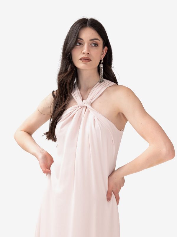 FEDERICA TOSI Abito lungo con nodo incrociato seta Rosa