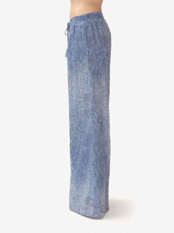 ERMANNO SCERVINO Pantaloni palazzo ricamati Azzurro