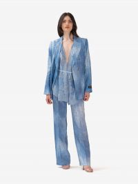 ERMANNO SCERVINO Pantaloni palazzo misto lino Azzurro