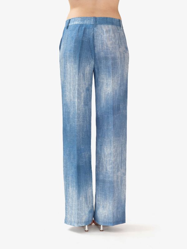 ERMANNO SCERVINO Pantaloni palazzo misto lino Azzurro