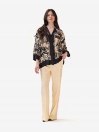 ERMANNO SCERVINO Camicia seta fantasia nera/panna/beige 