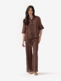 ERMANNO SCERVINO Pantaloni palazzo misto lino Azzurro