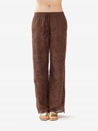 ERMANNO SCERVINO Pantalone palazzo pizzo cotone Marrone