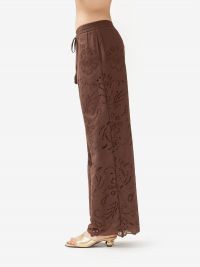 ERMANNO SCERVINO Pantalone palazzo pizzo cotone Marrone