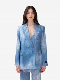 ERMANNO SCERVINO Blazer misto lino con pannello Azzurro