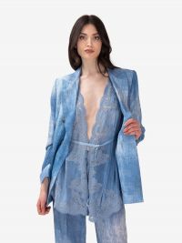 ERMANNO SCERVINO Blazer misto lino con pannello Azzurro