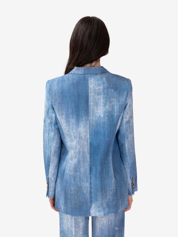 ERMANNO SCERVINO Blazer misto lino con pannello Azzurro