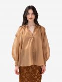 ERMANNO SCERVINO Camicia over collo alla coreana a righe con ricami 