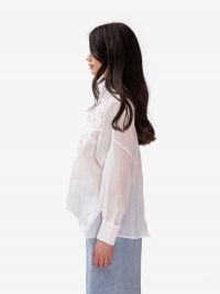 ERMANNO SCERVINO Camicia misto lino con ricami Bianco