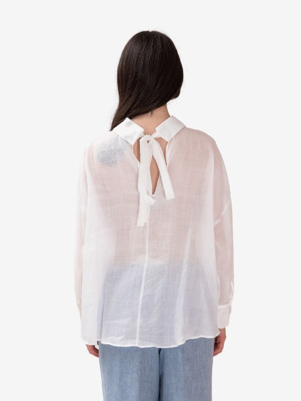 ERMANNO SCERVINO Camicia misto lino con ricami Bianco