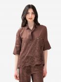 ERMANNO SCERVINO Camicia ricamata misto lino Azzurro