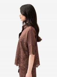 ERMANNO SCERVINO Blusa cotone con pizzo Marrone