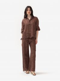 ERMANNO SCERVINO Blusa cotone con pizzo Marrone