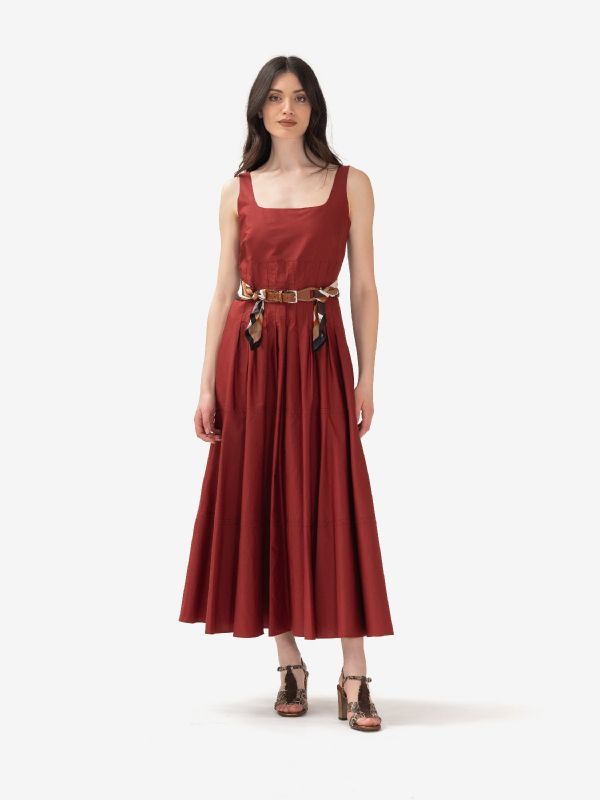 MAX MARA STUDIO Abito midi cotone Mattone