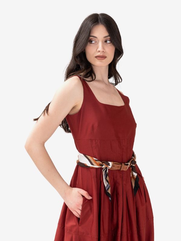 MAX MARA STUDIO Abito midi cotone Mattone