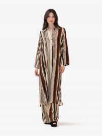 MAX MARA STUDIO Abito lungo seta m/l fantasia a righe 