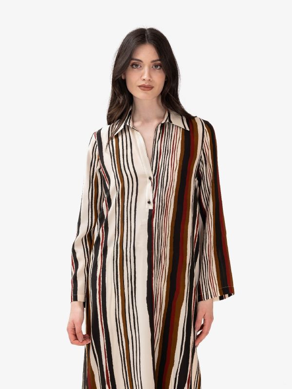 MAX MARA STUDIO Abito lungo seta m/l fantasia a righe 