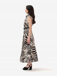 MAX MARA STUDIO Abito lungo cotone smanicato fantasia con cintura Zebrato
