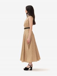 MAX MARA STUDIO Abito lungo cotone smanicato fantasia a pois beige/nero 