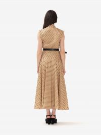 MAX MARA STUDIO Abito lungo cotone smanicato fantasia a pois beige/nero 