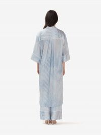 ERMANNO SCERVINO Abito chemisier a righe con ricami fiori Azzurro
