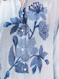 ERMANNO SCERVINO Abito chemisier a righe con ricami fiori Azzurro