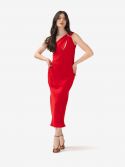 ERMANNO SCERVINO Abito midi misto lino con pizzo scollo incrociato Azzurro
